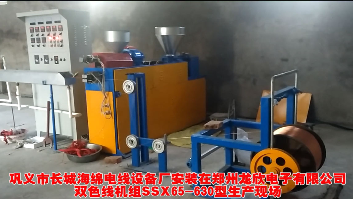 雙色線機組SSX65-630型一套生產現場 安裝在鄭州龍欣電子有限公司