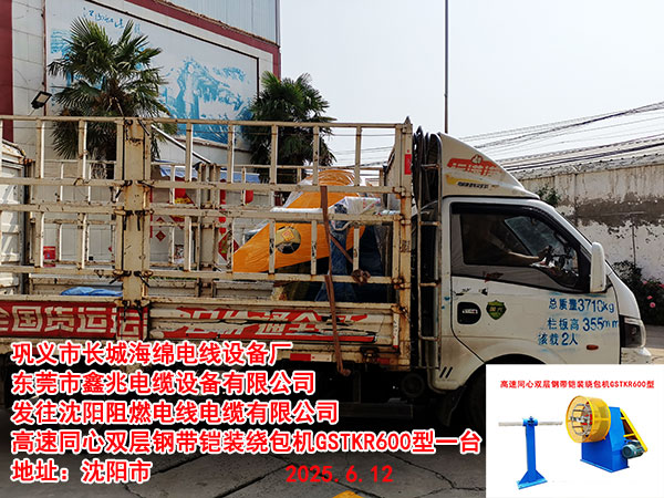 沈陽阻燃電線電纜有限公司高速同心雙層鋼帶鎧裝繞包機(jī)GSTKR600型一臺